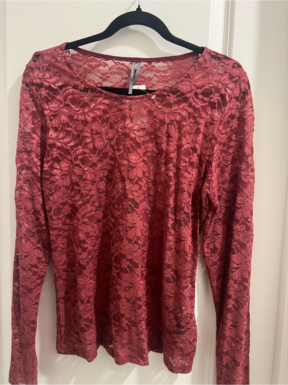 Anthropologie Wine Lace Floral Overlay Top